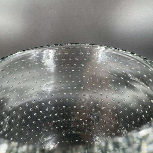 Light Transparent Green Drinking Goblets Glasses Set 2 With Textured Air Bubbles - Picture 7 of 12